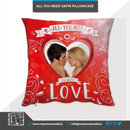 Square Shaped Red Valentine "All You Need" Pillowcase