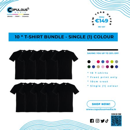 10 * T-shirt Bundle - Single Colour