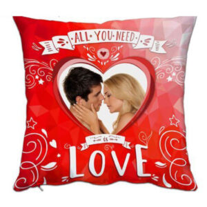 Square Shaped Red Valentine “All You Need” Pillowcase