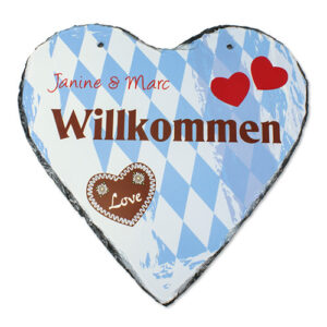 Personalised Photo Slate – Hanging Heart – 18x18cm